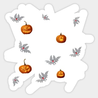 Pumpkins and bats in a spider net Sticker